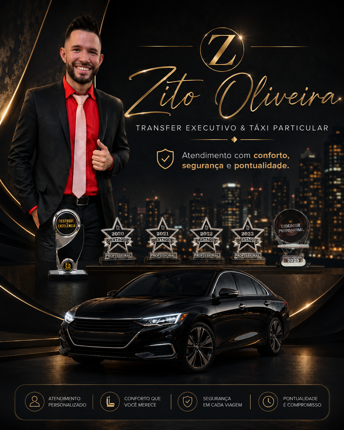 Zito Oliveira Transfer Executivo e Táxi Particular com reconhecimentos profissionais